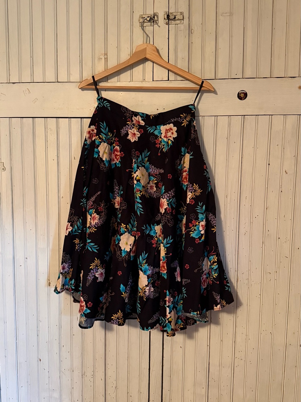 Hell Bunny Vintage Inspired Circle Skirt - Black with Multicolor Floral Print